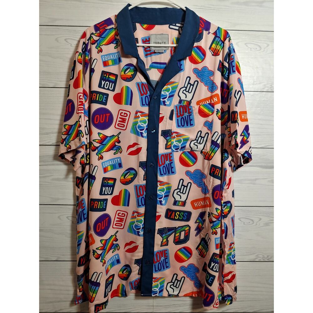 NWOT Mens Trinty Collective Pride Button Front szxxl